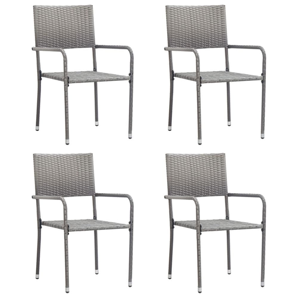 Vidaxl Vonkajšie jedálenské stoličky 4 ks, polyratan, antracitové